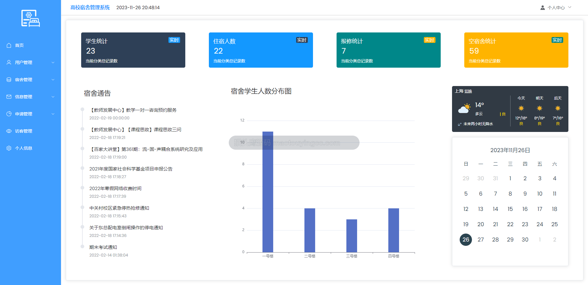 基于springboot+vue的学生宿舍管理系统(前后端分离)封面