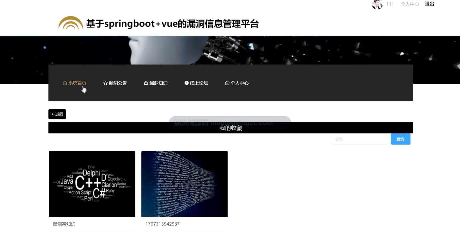 基于springboot+vue的漏洞管理系统(前后端分离)封面