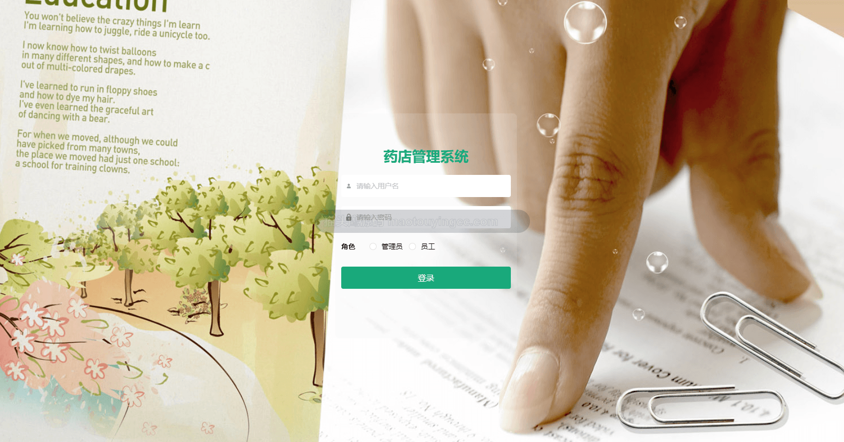 基于springboot+vue的药店管理系统封面