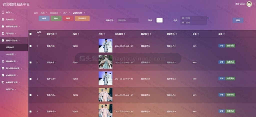 摄影作品管理