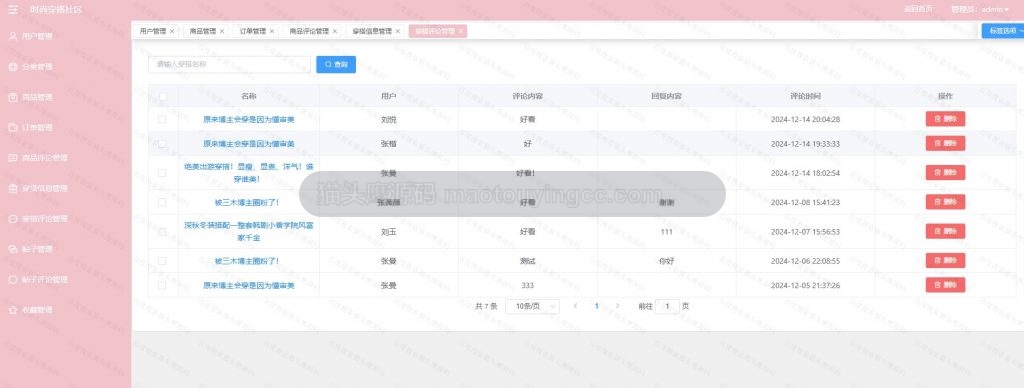 穿搭评论管理