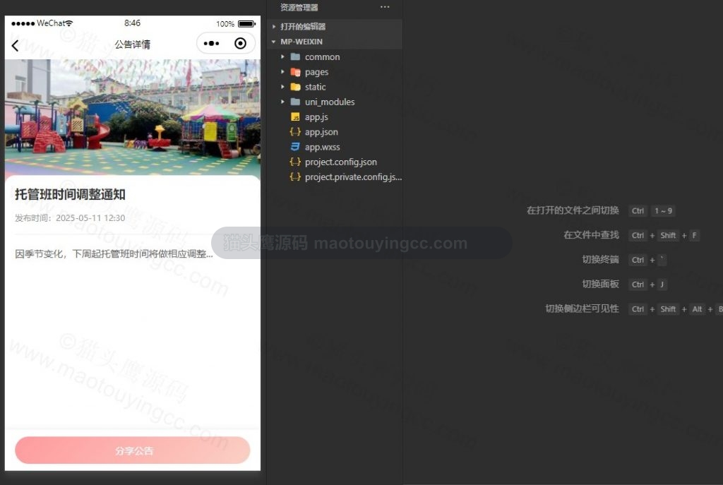 小程序 公告详情