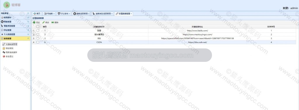 基于SSM的猫头鹰轻博客系统 项目截图