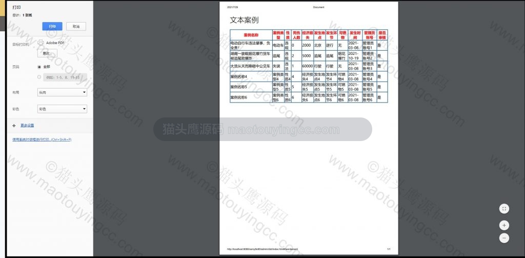 打印查询记录