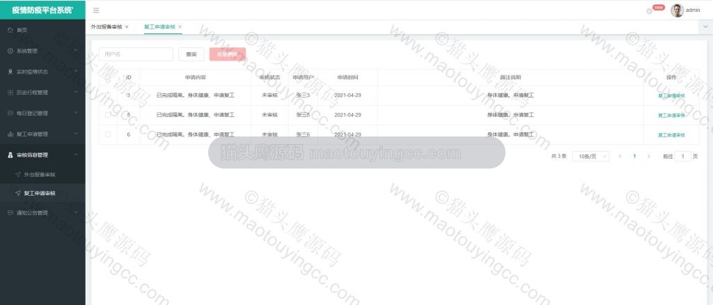 复工申请审核