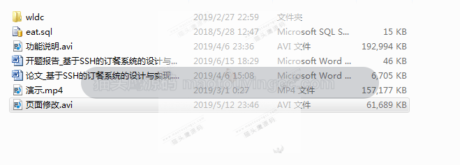 基于SSH的网上订餐系统(含参考论文) 项目截图