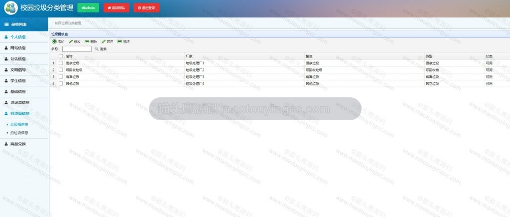 管理员- 垃圾桶信息