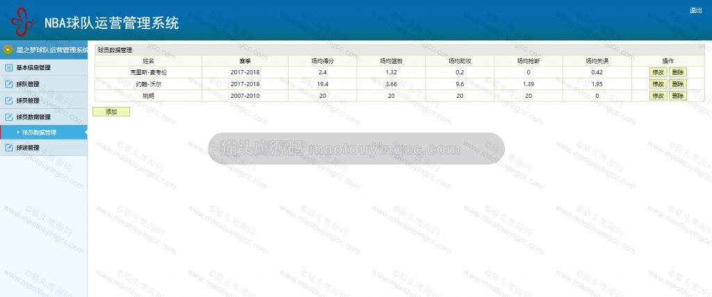 球员数据维护