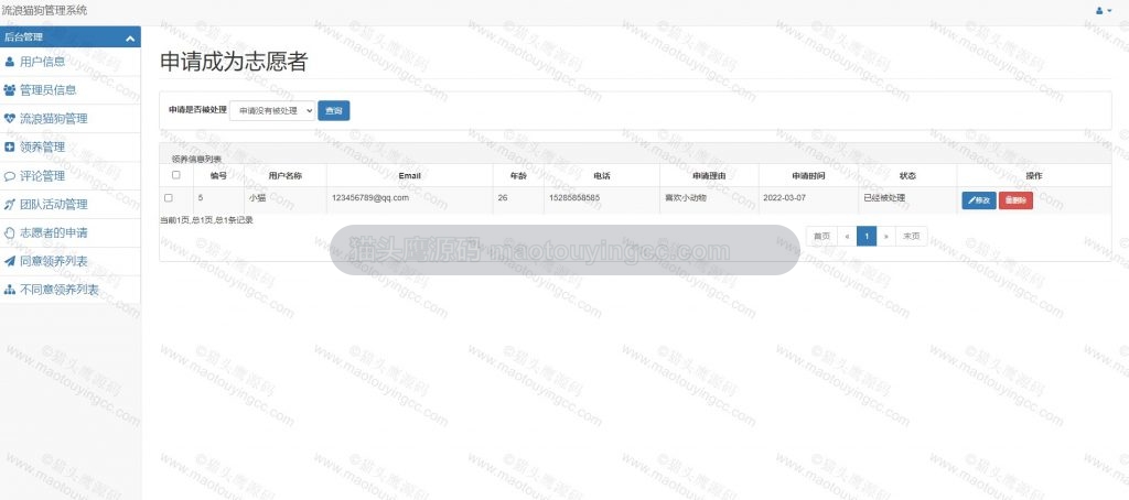 志愿者申请维护