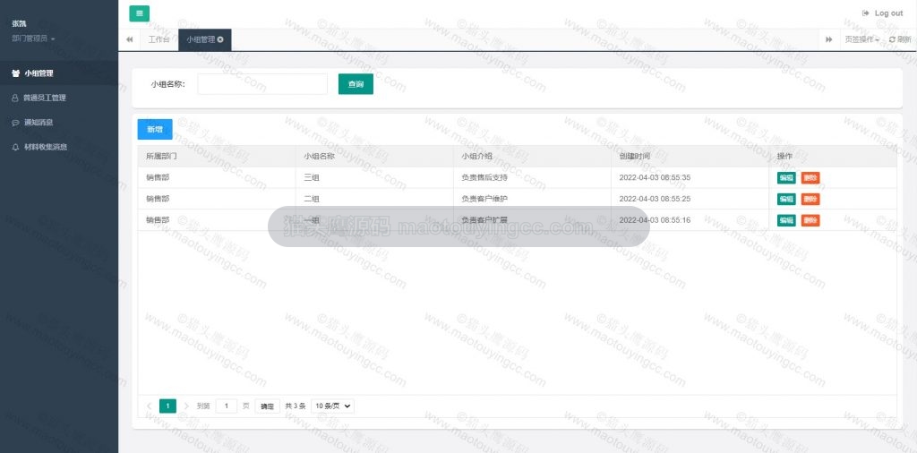部门管理员- 小组管理