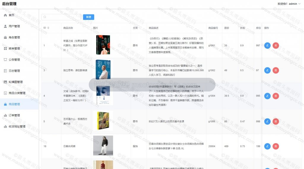 后台- 商品管理
