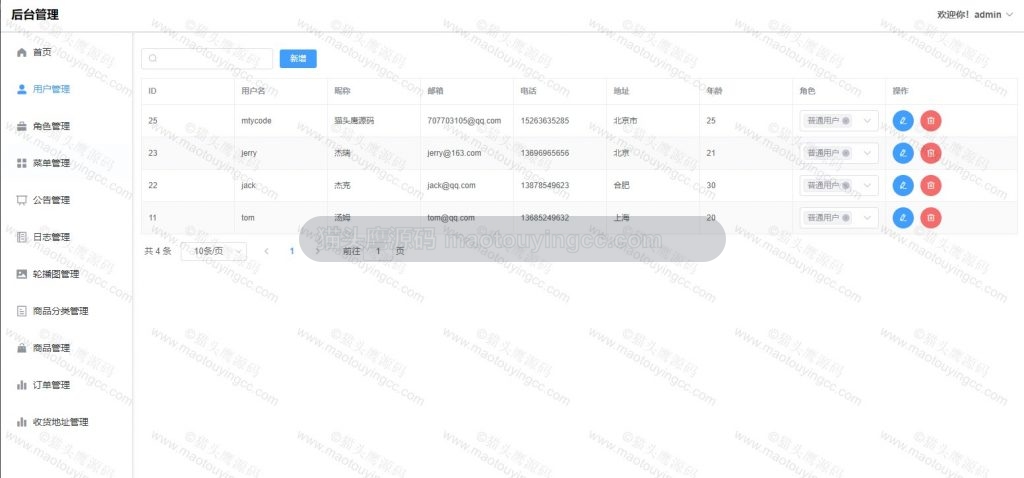 后台-用户管理