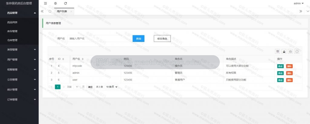 管理员- 用户列表