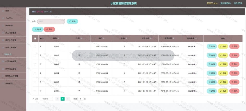 外来人员管理