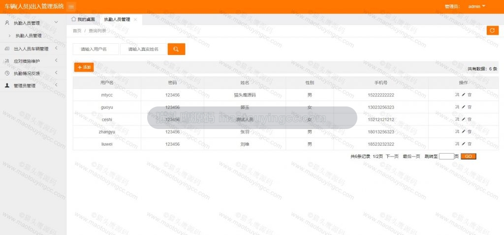 执勤人员管理