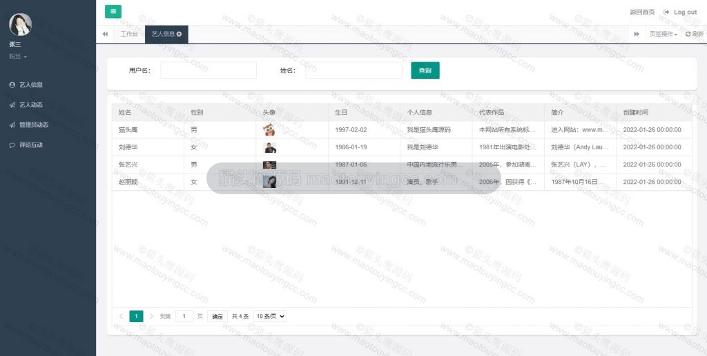 粉丝- 艺人信息