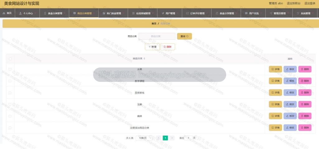 商品分类管理