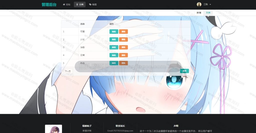 后台-分类管理