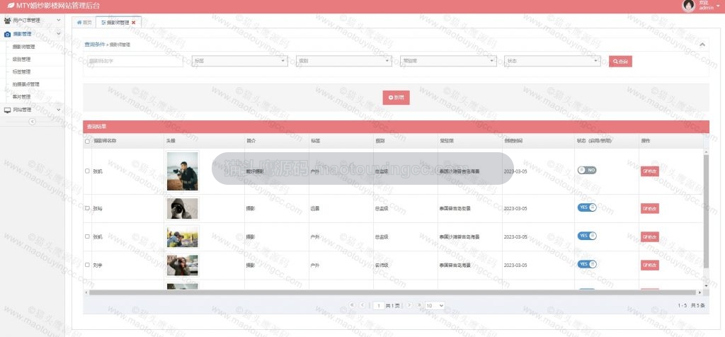 管理员- 摄影师管理