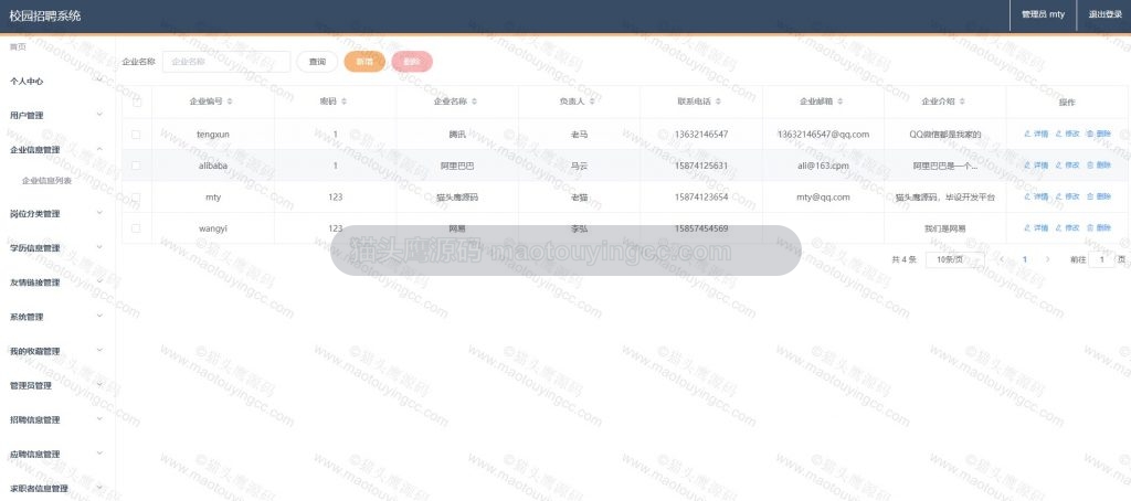 后台- 企业管理