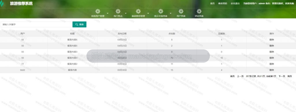 管理员-留言交流列表