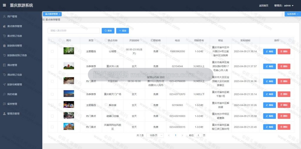 景点推荐管理