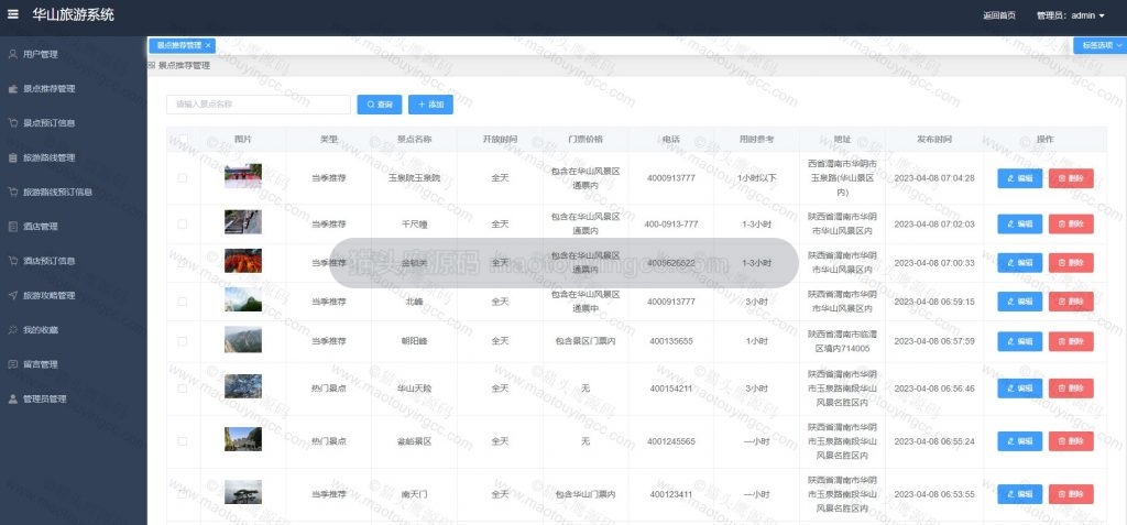 景点推荐管理